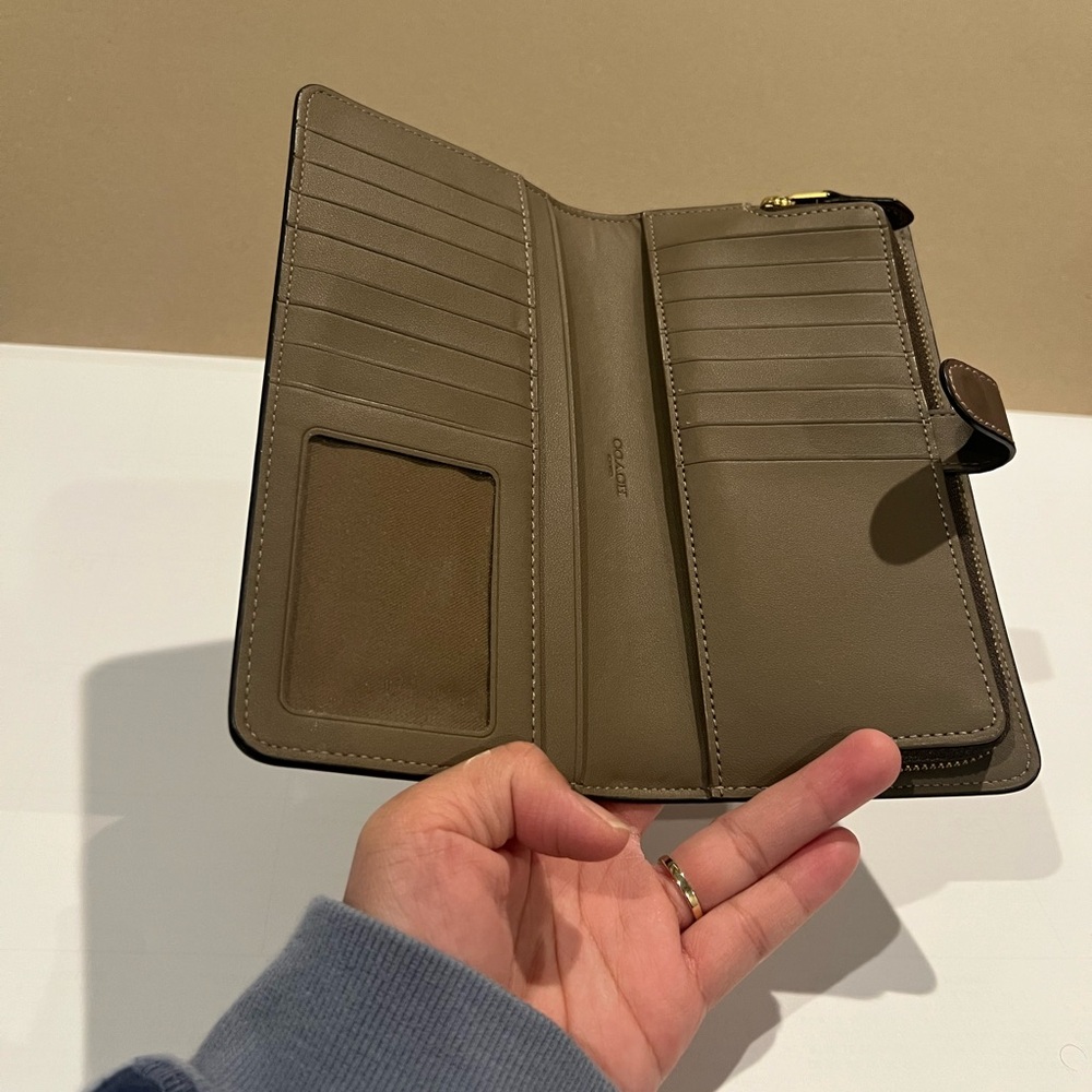 Coach Zip Around long Bifold Wallet In Dark Brown - Picture 3 of 6